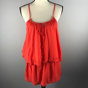 Solitaire Overlay Tier Tunic Tank Bright Orange Sz Large Scoop Neck